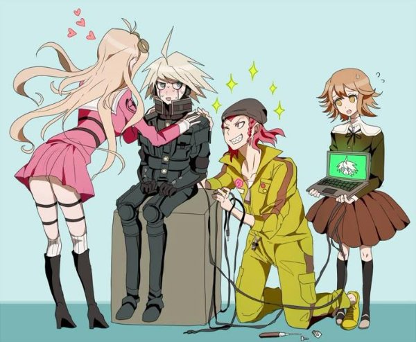 Kazuichi x Kiibo x Miu x Chihiro ( This count for Pit crew ( KxMxC ) & Engineering ( KxKiixM ) )