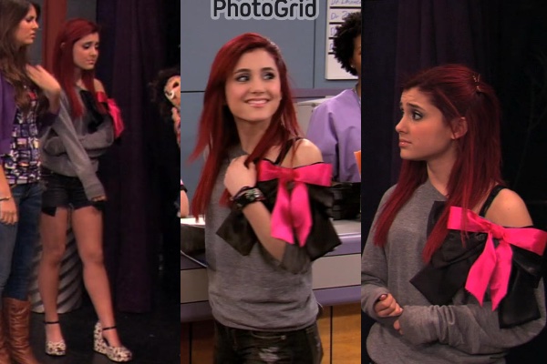 big bow on grey shirt