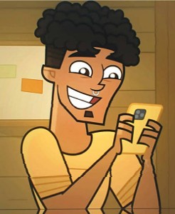 James x his phone