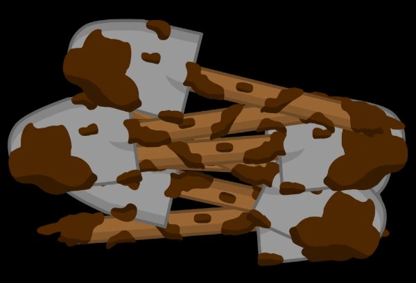Shovels caked with mud
