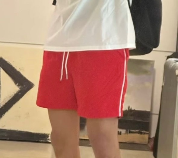 tiny red shorts thighs