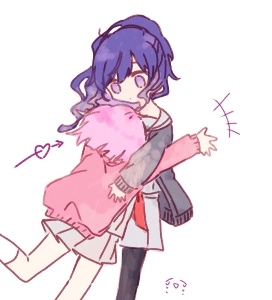 Emu launching herself into Mafuyu like a missile