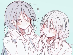 Ichikana staring at each other in a fun and cool way