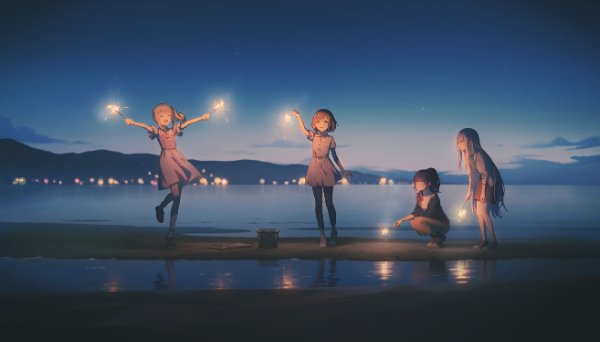 Flowers Blooming in the Indigo Sky