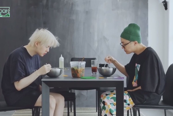 in the sope eating together