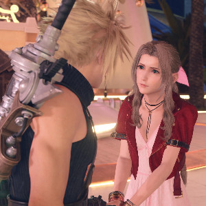 Aerith comforting Cloud in GS