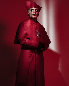 Red cassock with biretta