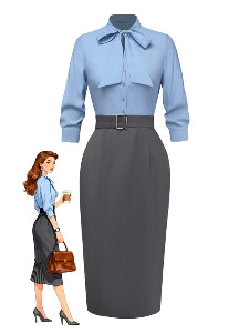 Blue-1930s-Bow-Tie-Belted-Pencil-Dress-1_600x