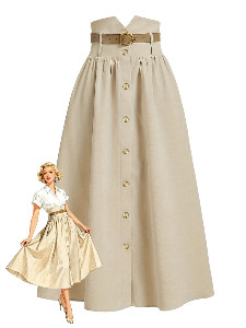 Dark-Khaki-1940s-Solid-Button-Belt-Pleated-Skirt-1_1024x1024