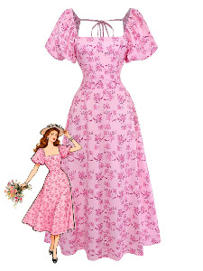 Pink-1940s-Square-Neck-Puff-Sleeve-Floral-Dress-1_1024x1024