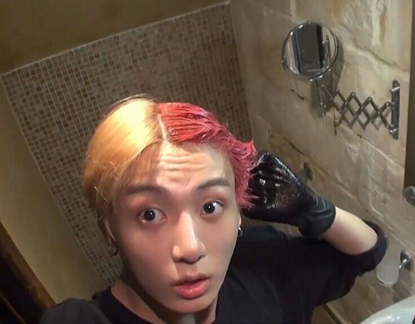 half blond half red