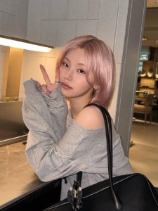 Pink straight bob